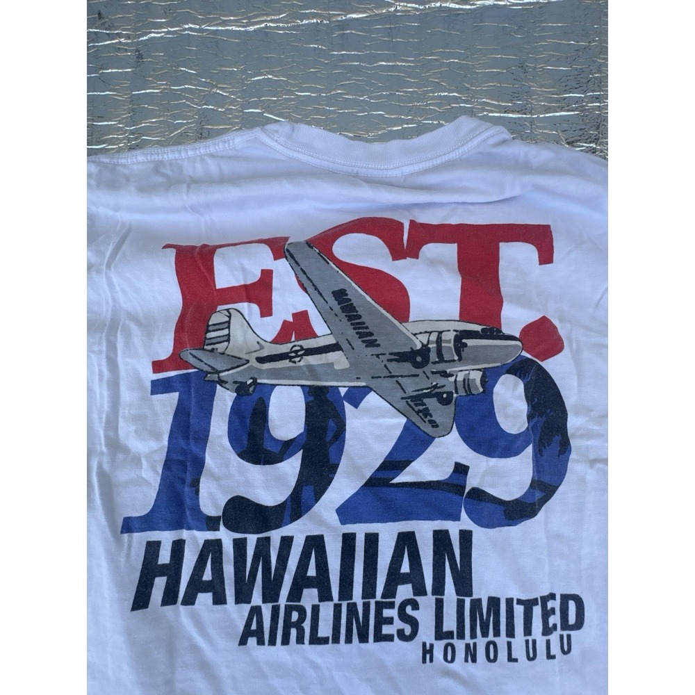 Crazy Shirts Hawaiian Airlines EST 1929 Plane Graphic T Shirt White Mens M